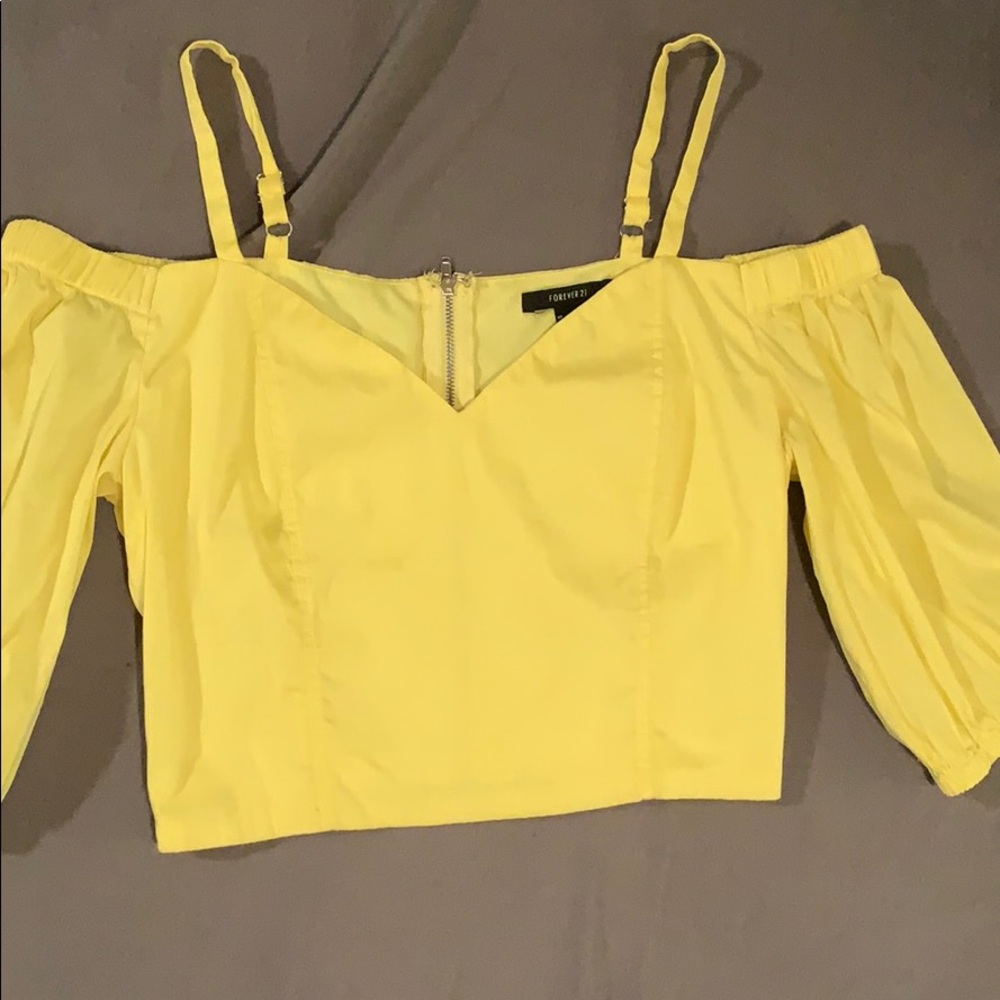 Yellow off the shoulder crop